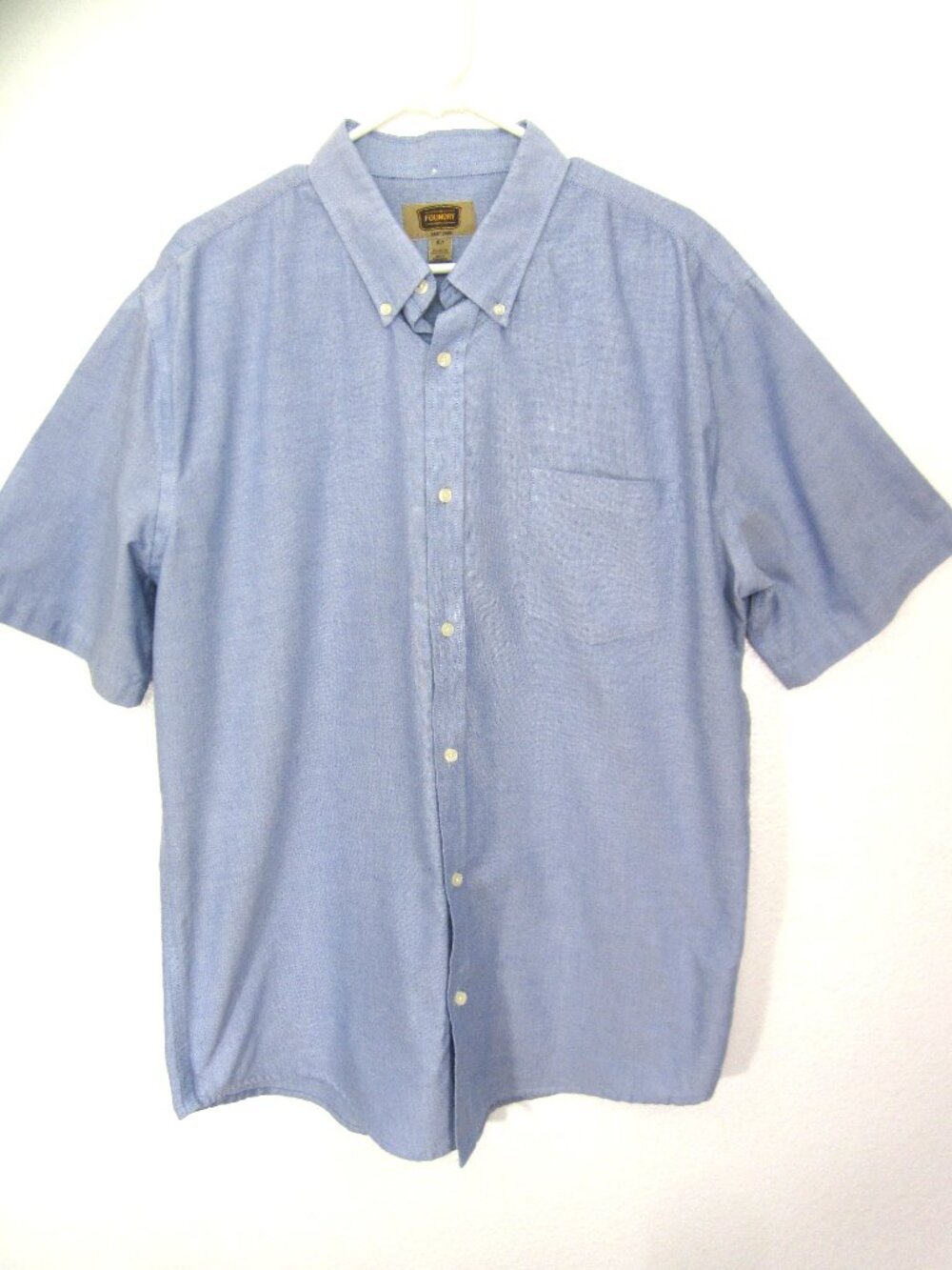 The Foundry Supply Co Men XLT Solid Blue Button Down Short Sleeve Shirt XL Tall